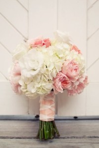 Pink and white mixed flower wedding bouquet